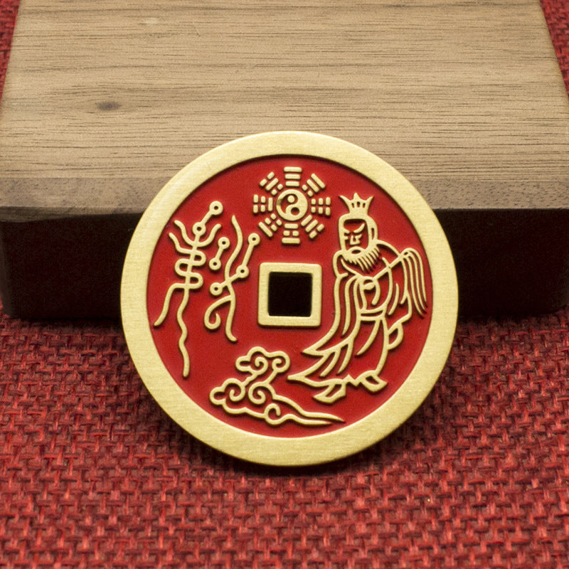 Cinnabar "Shangui" Coin Necklace