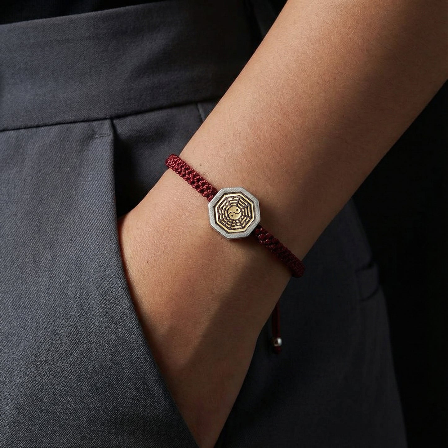 Transcendence Silver Red String Bracelet